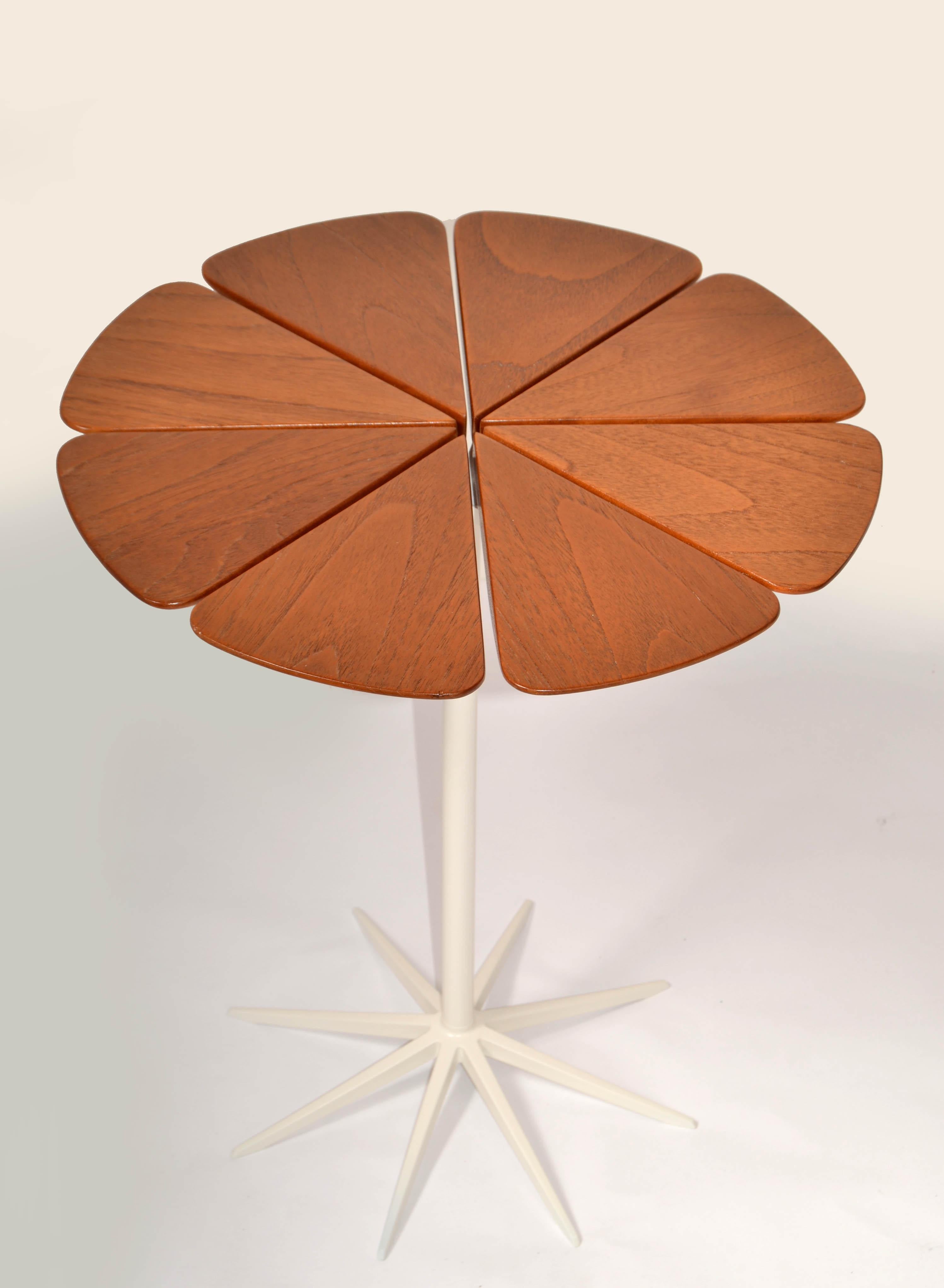 Richard Schultz Vintage Blütenblatt-Beistelltisch Knoll Mid-Century Modern Aluminium Teakholz (amerikanisch) im Angebot