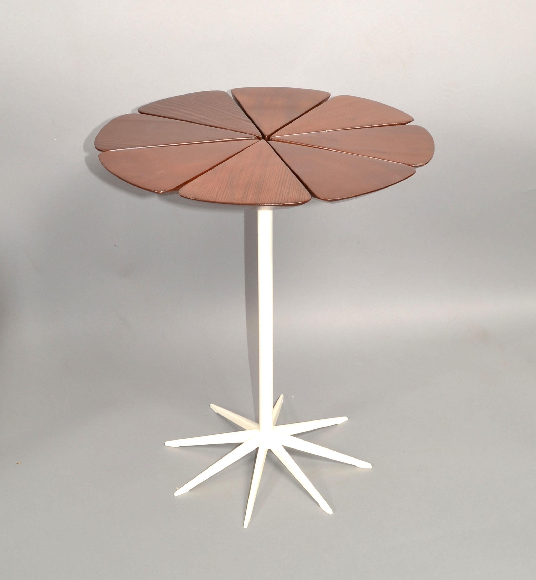 Richard Schultz Vintage Petal End Table Knoll Mid-Century Modern Aluminum Teak In Good Condition In Miami, FL