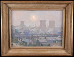 Towards Rotherham - 20th Century Yorkshire Industrial Landscape Oil Painting