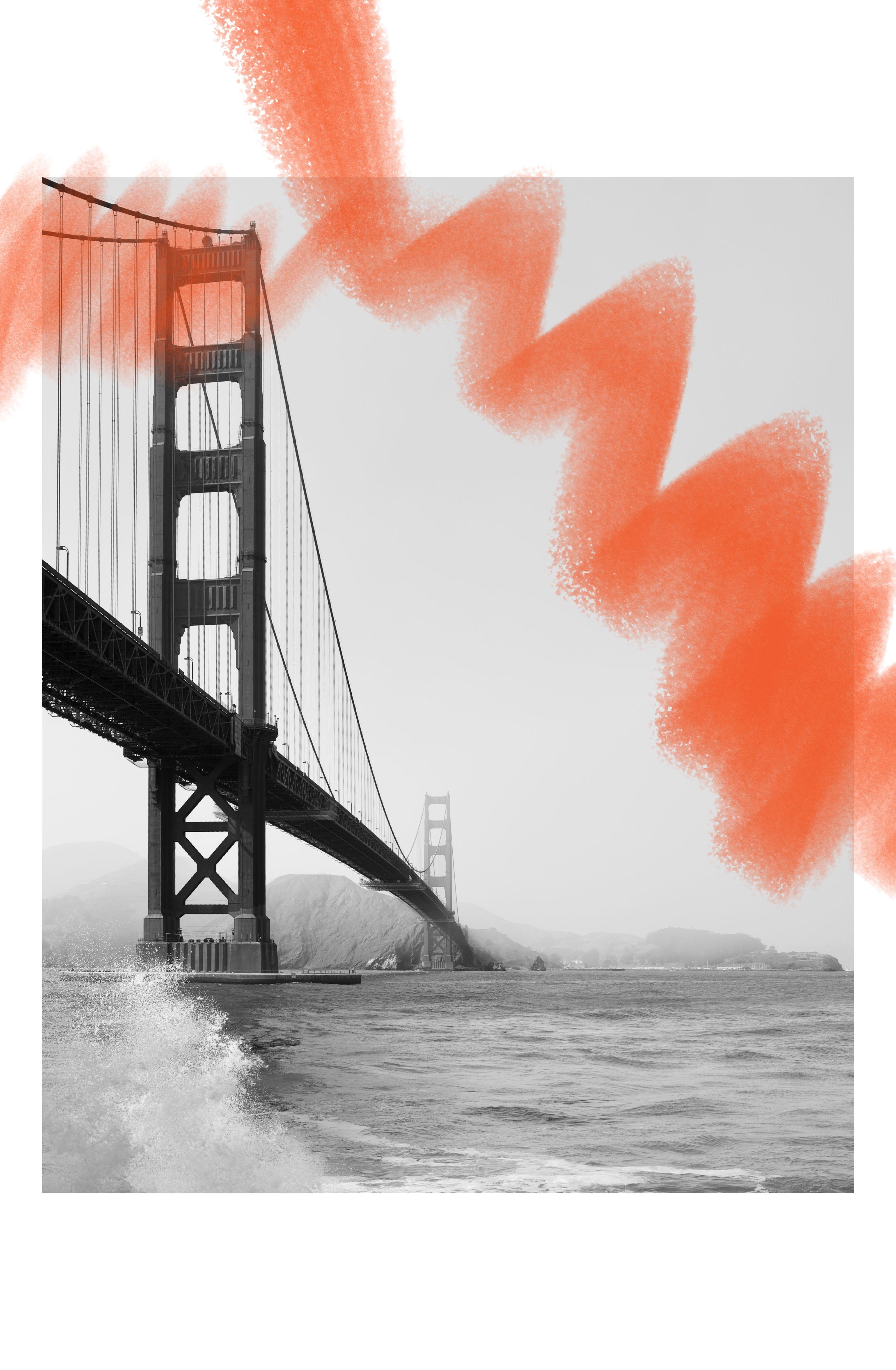 Circle CaptureSunset Over The Golden Gate Bridge Premium Brushed Aluminum Sign CGSignLab 36x24