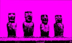 4 Kings Easter Island - In Pink, Hand Printed Work, Screen