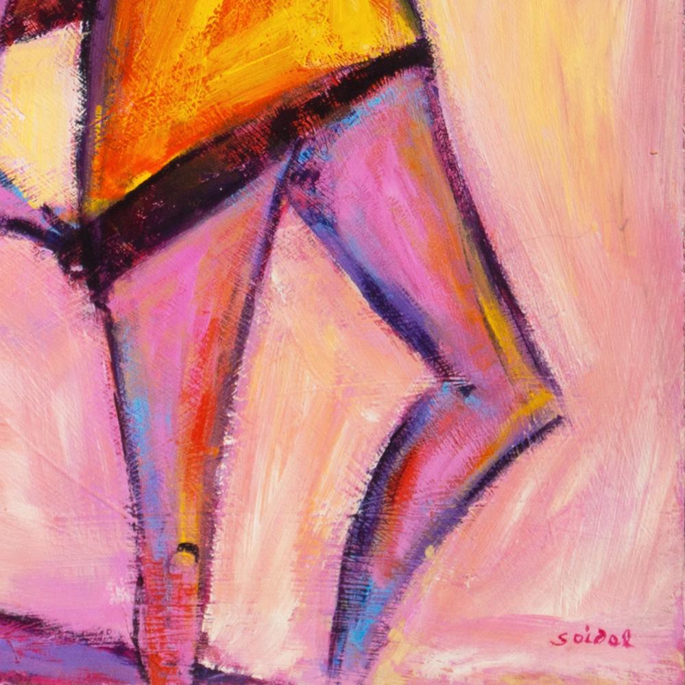 'Roller Skaters at Sunset', Post Impressionist Figural, Florida State Capitol - Painting by Richard Seidel