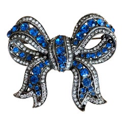 Richard Serbin Large Crystal Bow Brooch Pin 1985