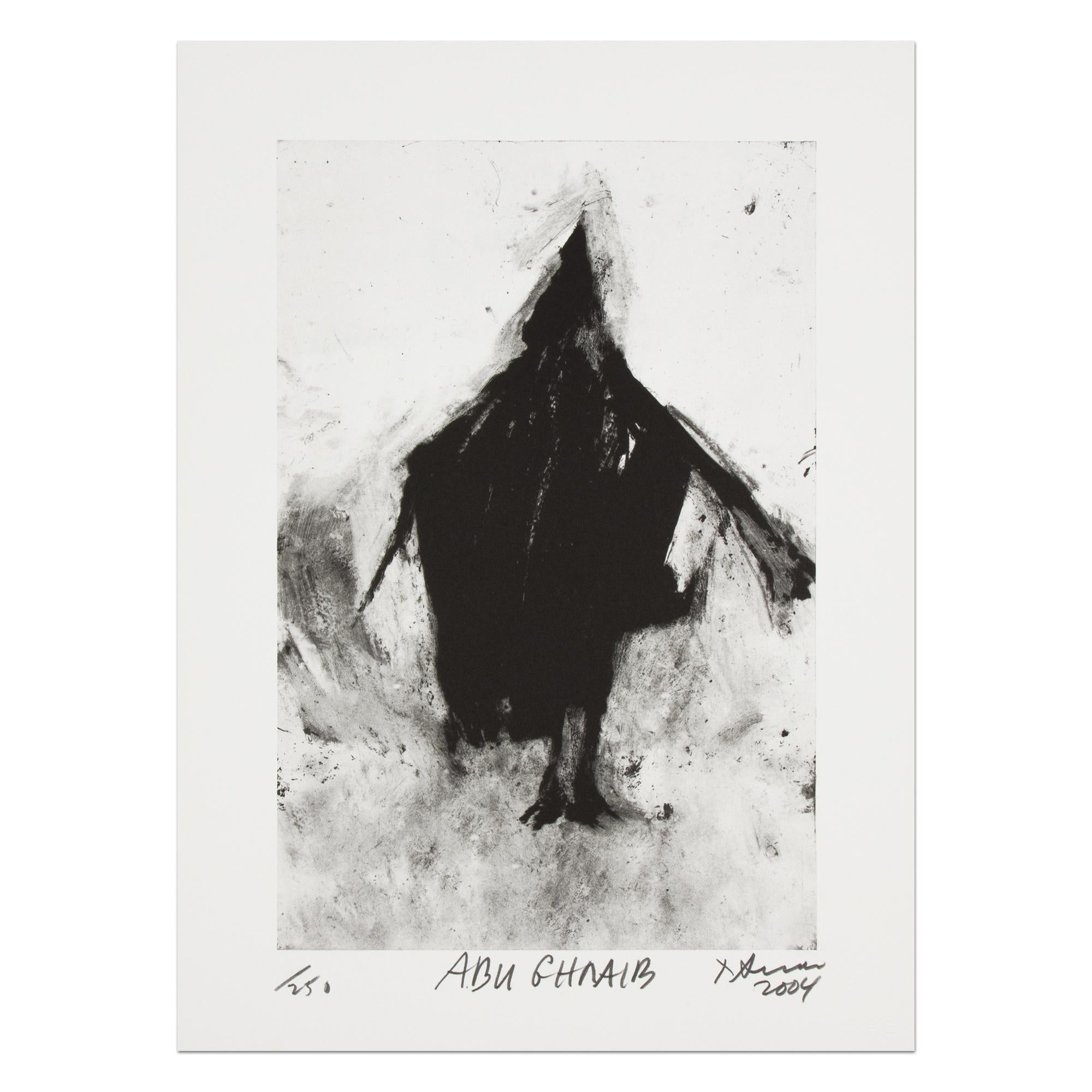Richard Serra (American, b. 1939)
Abu Ghraib, 2004
Medium: Lithograph with pencil inscription
Dimensions: 50.80 x 36.83 cm (20 x 14 1/2 in)
Edition of 250: Hand-signed and numbered
Condition: Mint