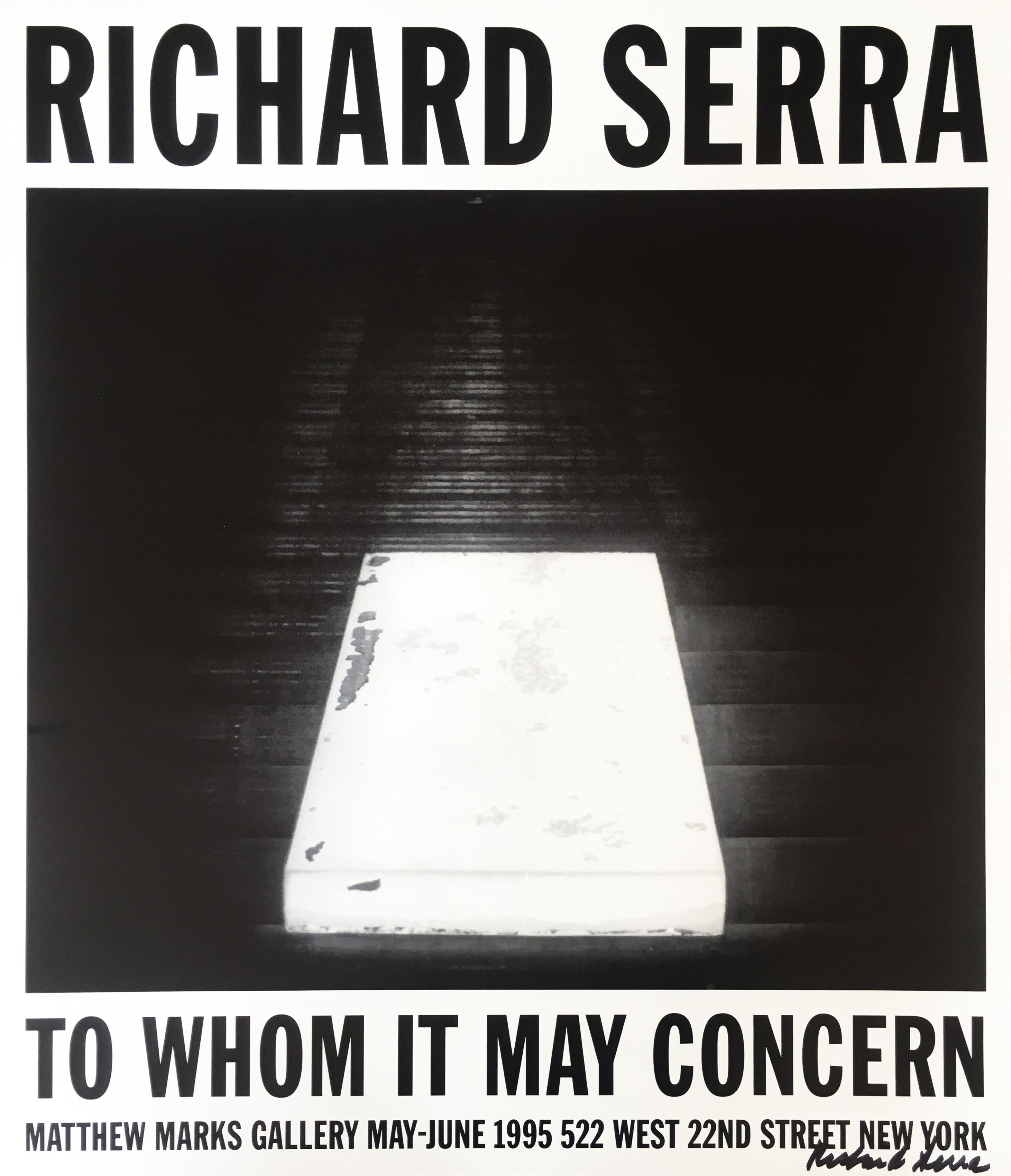 Richard Serra Print - "To Whom It May Concern"