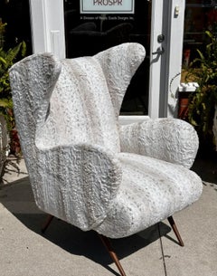 Richard Shapiro Studiolo Modernist Faux Rabbit Wing Back Chair