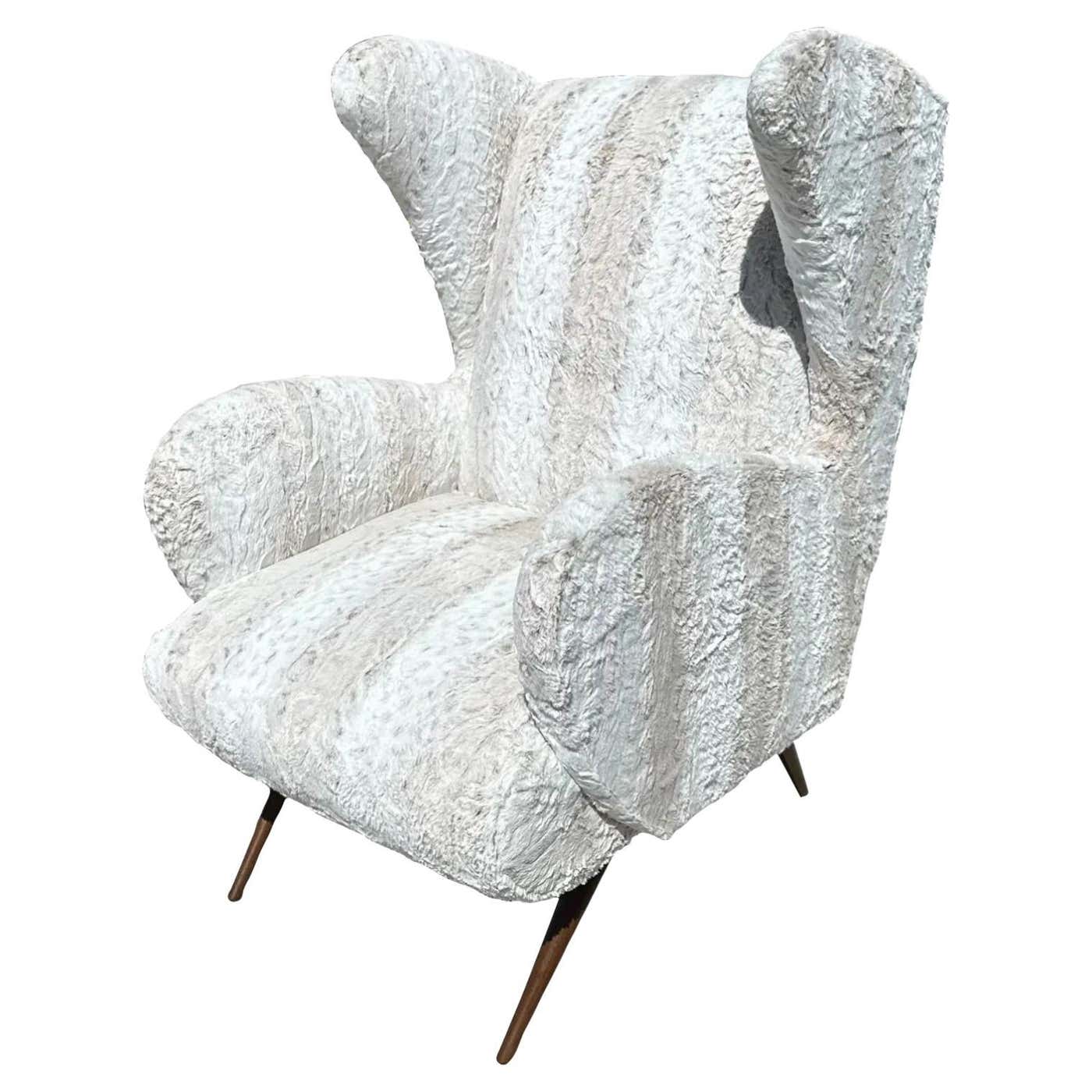 Richard Shapiro Studiolo Modernist Faux Rabbit Wing Back Chair For Sale ...