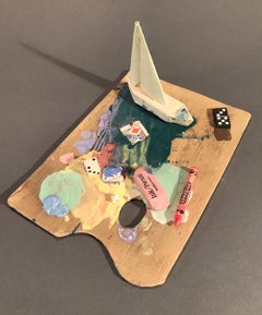 Barca a vela origami con dadi e domino