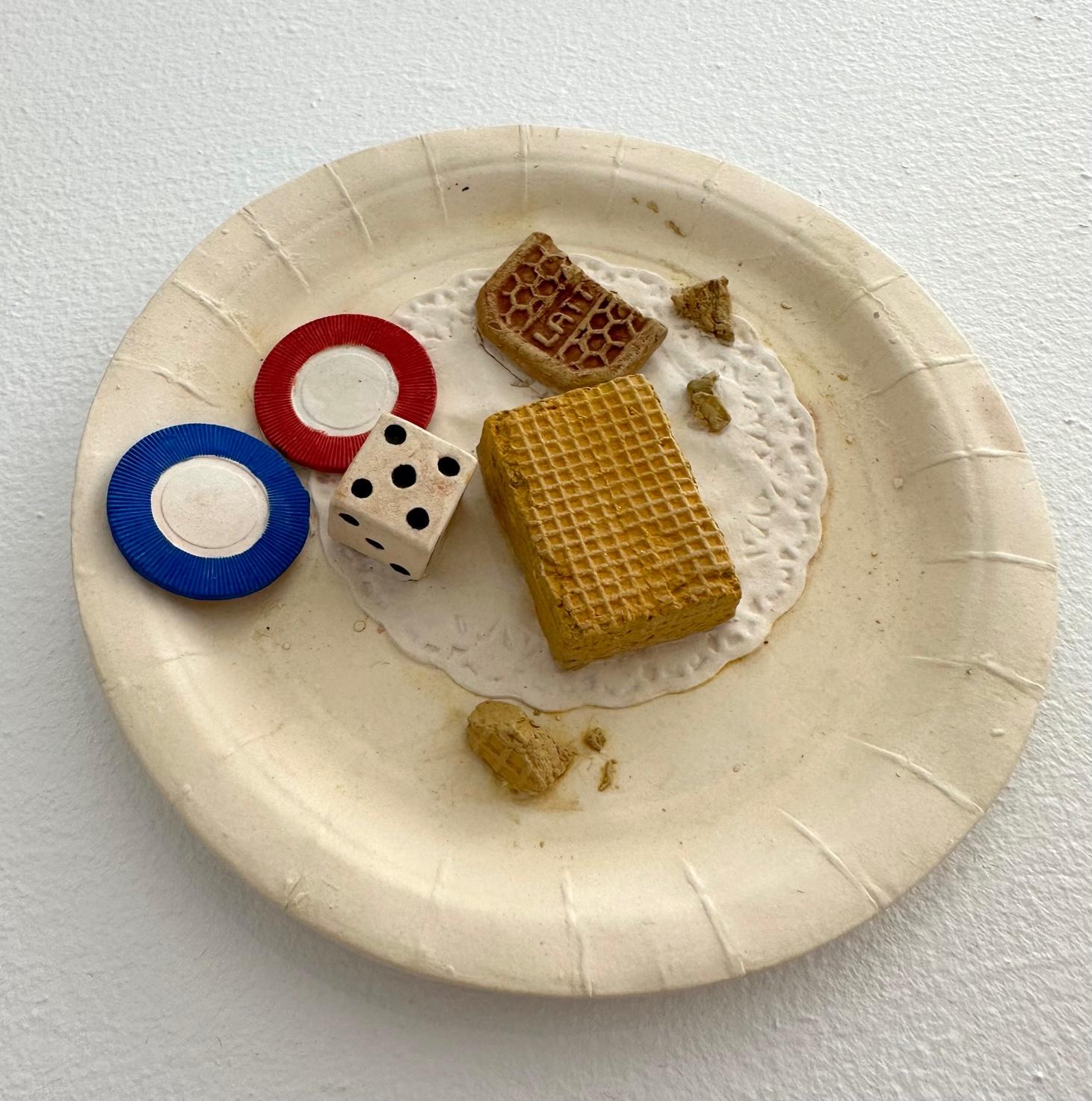 Richard Shaw Still-Life Sculpture - Paper Plate with Dice and Chip