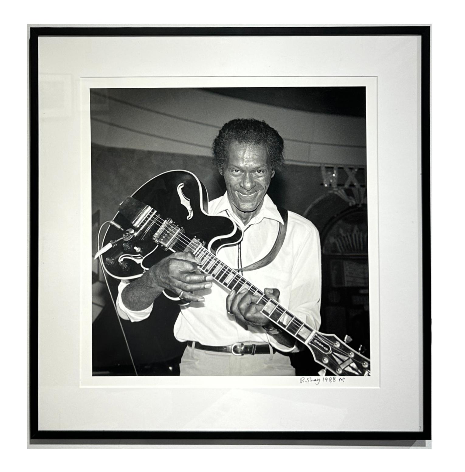 Chuck Berry in Chicago, 1988 - B&W Photograph of Famed Musician, Framed For Sale 3