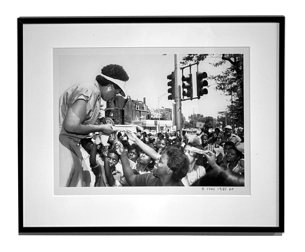 Oprah Winfrey at the Bud Billiken Parade in Chicago, 1984 - Black & White Photo - Contemporary Photograph by Richard Shay