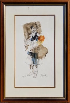 El hombre del pretzel, litografía impresionista americana de Richard Shepard