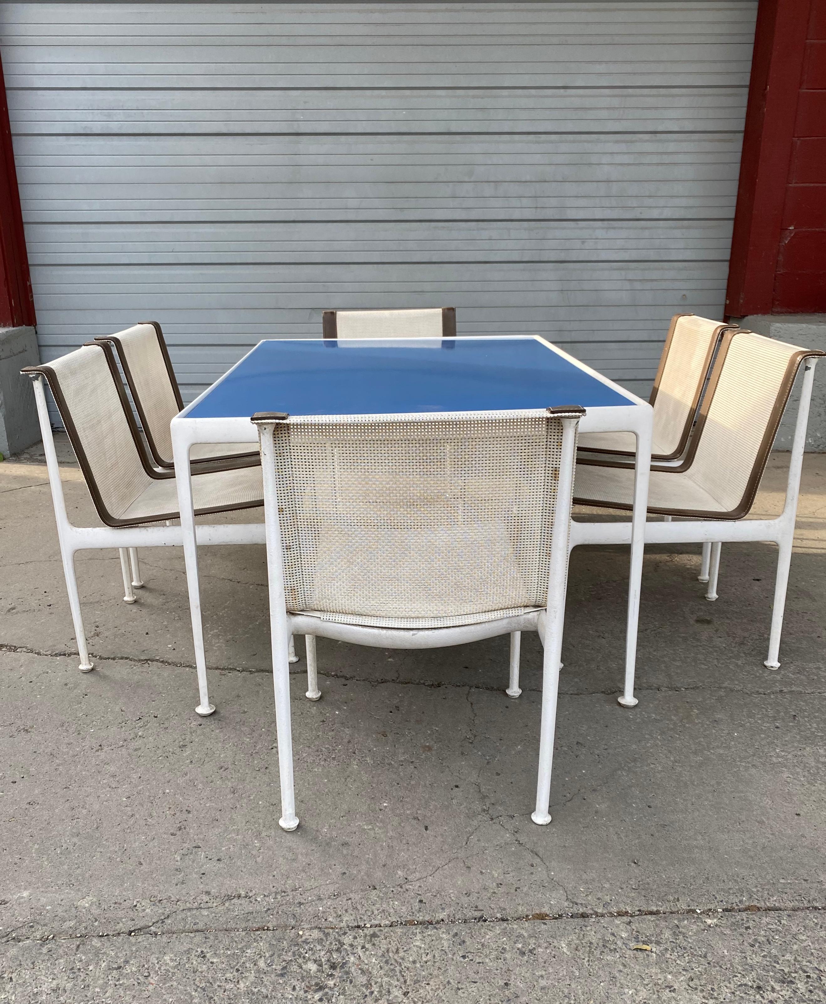 blue outdoor dining table