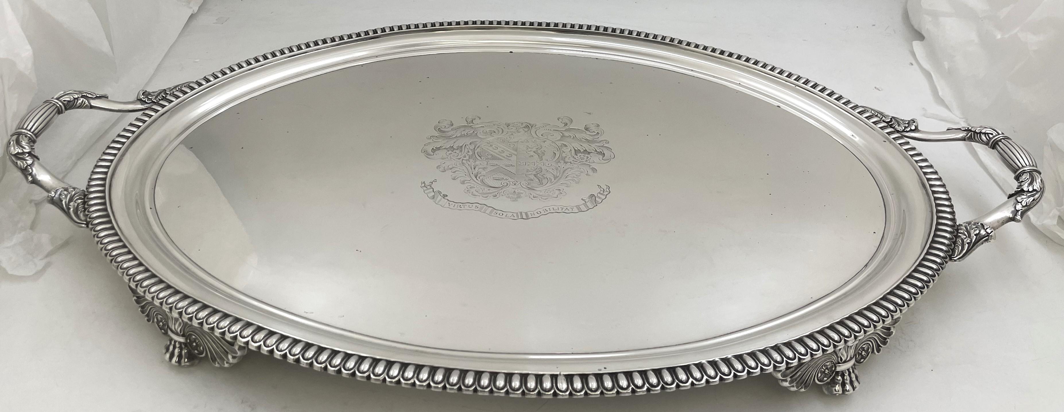 Richard Sibley English Sterling Silver Georgian 1814 Tray In Good Condition For Sale In New York, NY