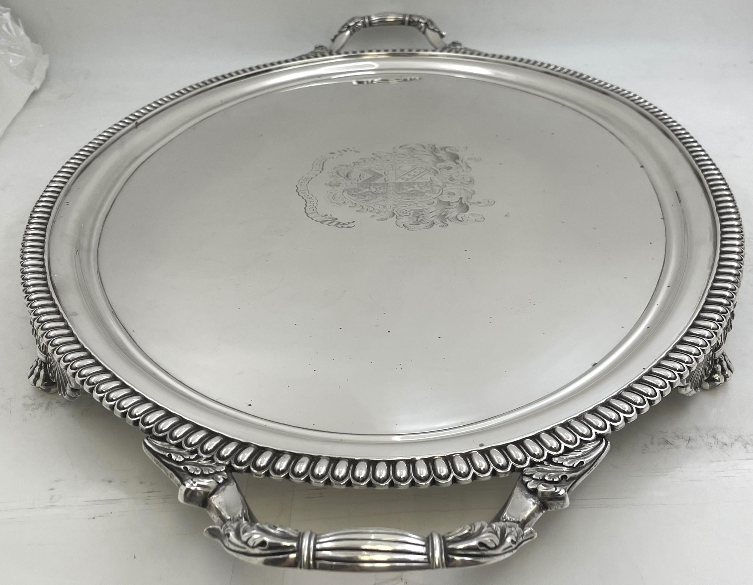 Early 19th Century Richard Sibley English Sterling Silver Georgian 1814 Tray For Sale