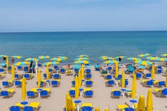 Blue yellow parasols - color photography