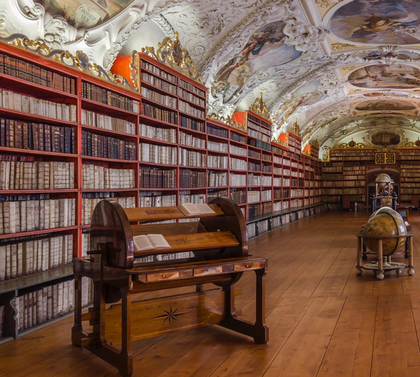 Prague Library - color photography - Brown Color Photograph by Richard Silver