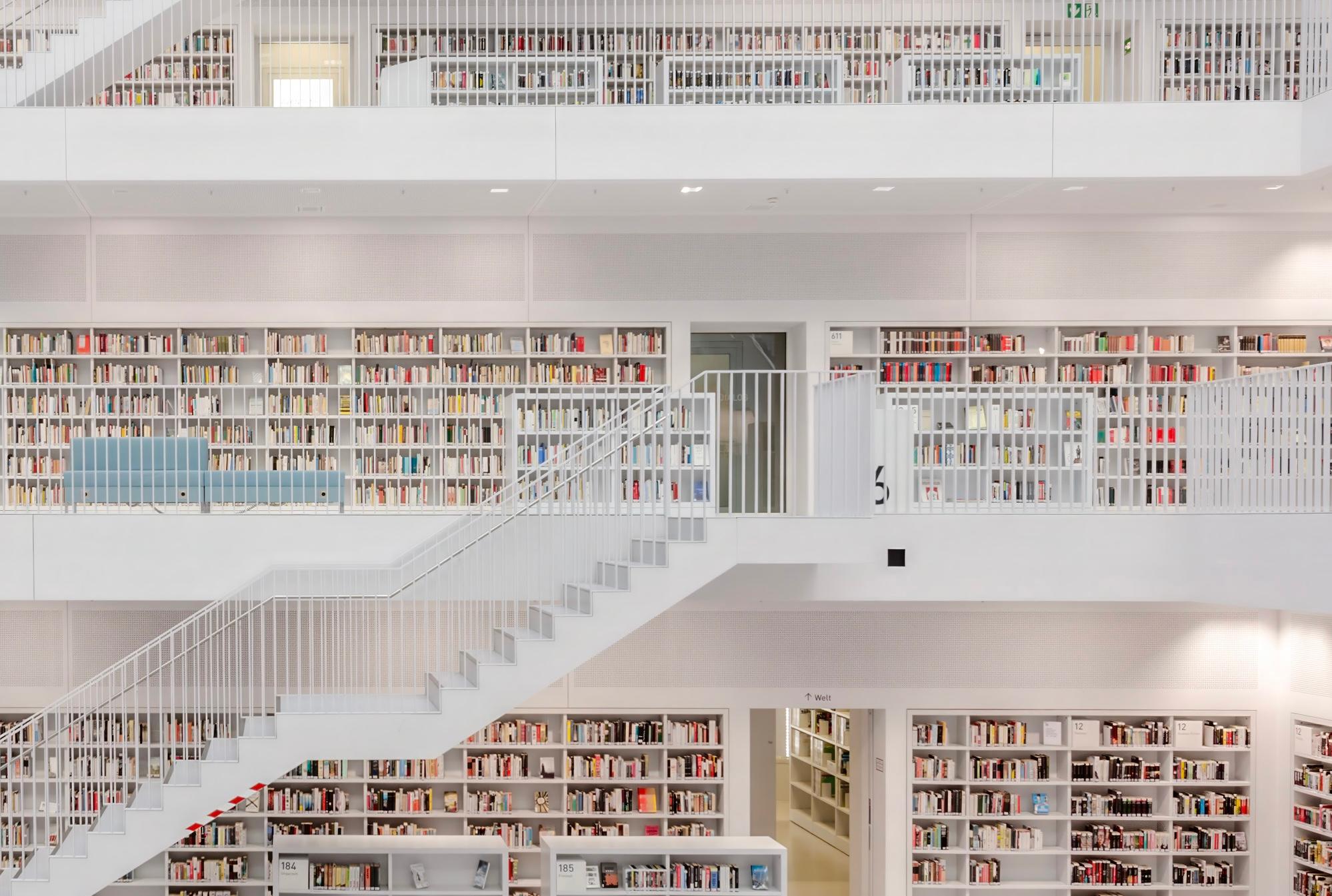 Stuttgart library - color photography - Gray Color Photograph by Richard Silver