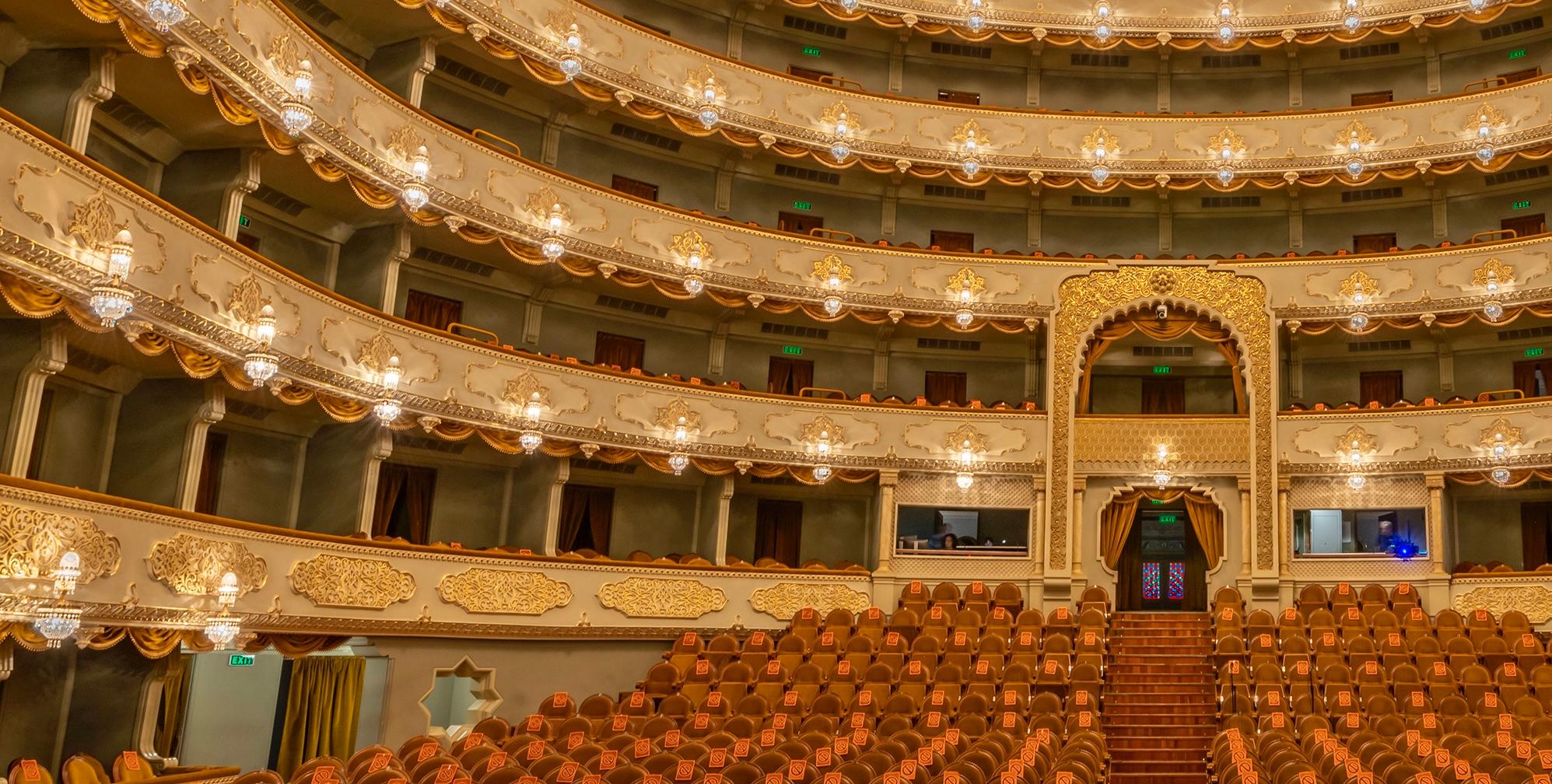 Tbilisi opera and baller state theatre, Georgia - color photography - Brown Color Photograph by Richard Silver