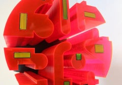 Baraka - contemporary mixed media red abstract sculpture