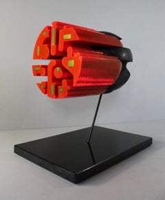 Baraka - contemporary mixed media red abstract sculpture 