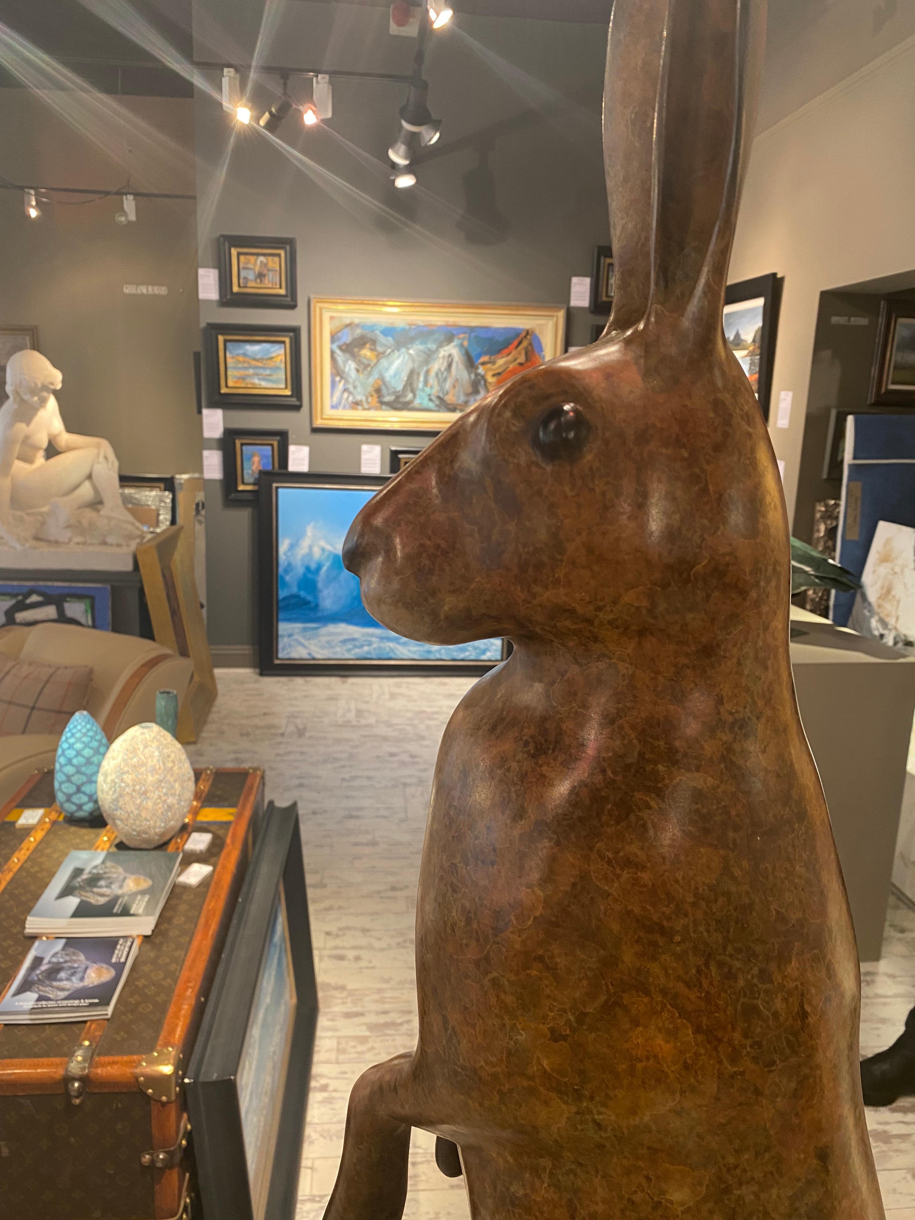 Alert Hare' is a  Bronze sculpture with a stunning life like qualities. Being a unique large piece,  Smith has captured every last detail and given this wonderful sculpture life. A standout piece that would look incredible in an interior setting or