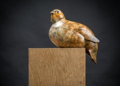 Contemporary Bronze Bird Wildlife Sculpture 'Perch Partridge' by Richard Smith