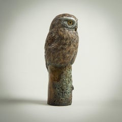 Contemporary Bronze Desktop Sculpture Little Owl, wildlife, nature, bird animals