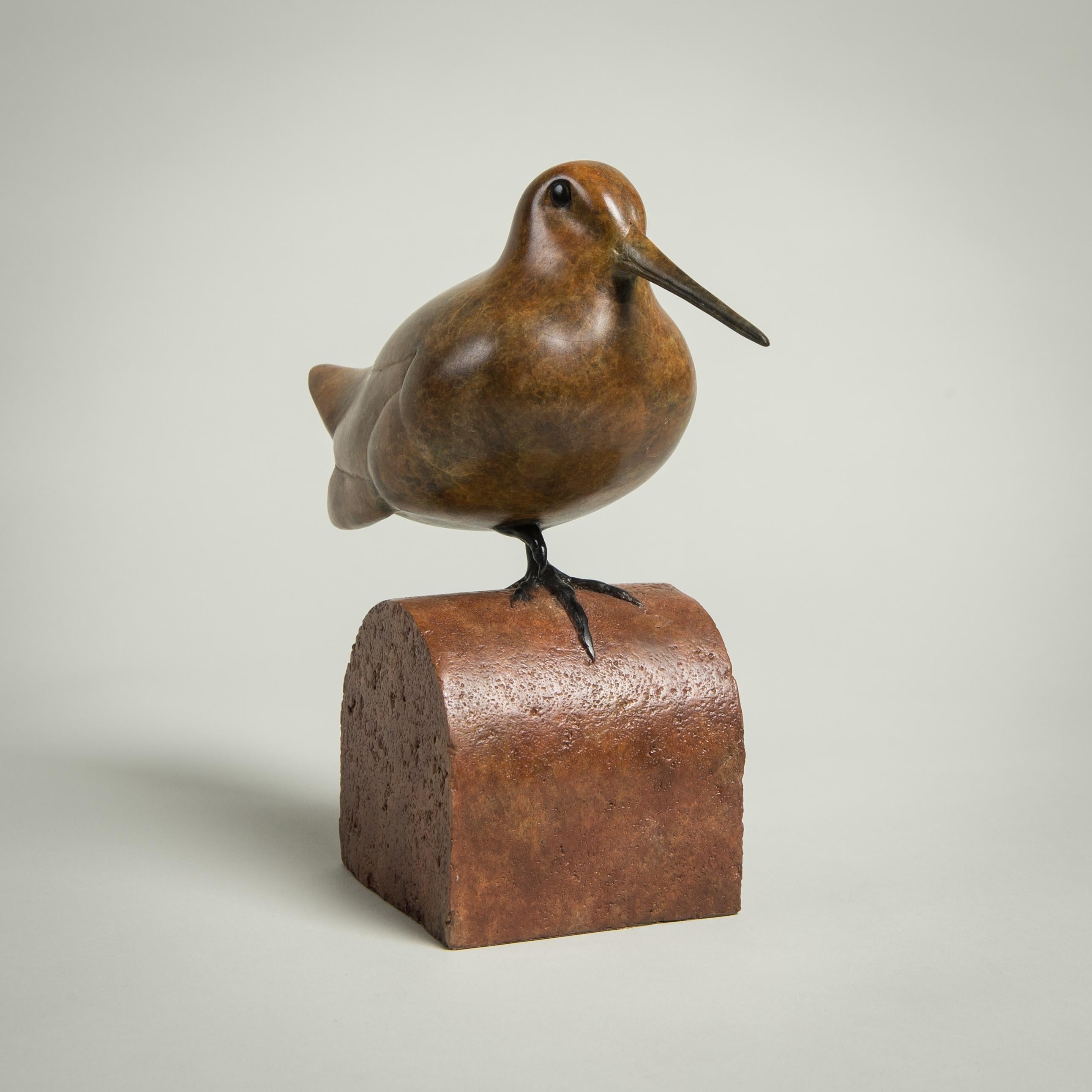Sculpture de bureau contemporaine en bronze Bécasse, oiseau, nature, faune, brun - Or Still-Life Sculpture par Richard Smith b.1955
