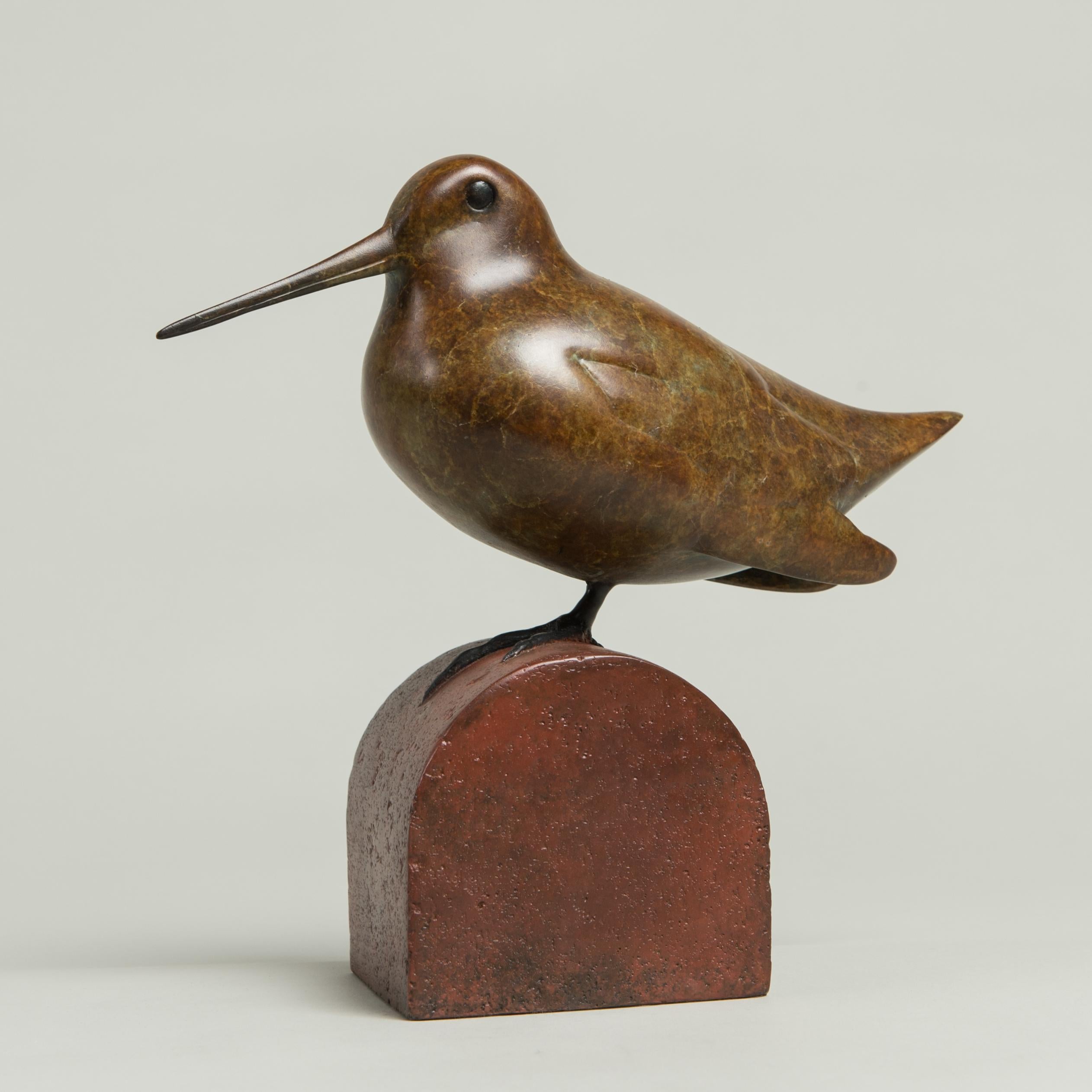 Sculpture de bureau contemporaine en bronze Bécasse, oiseau, nature, faune, brun en vente 1