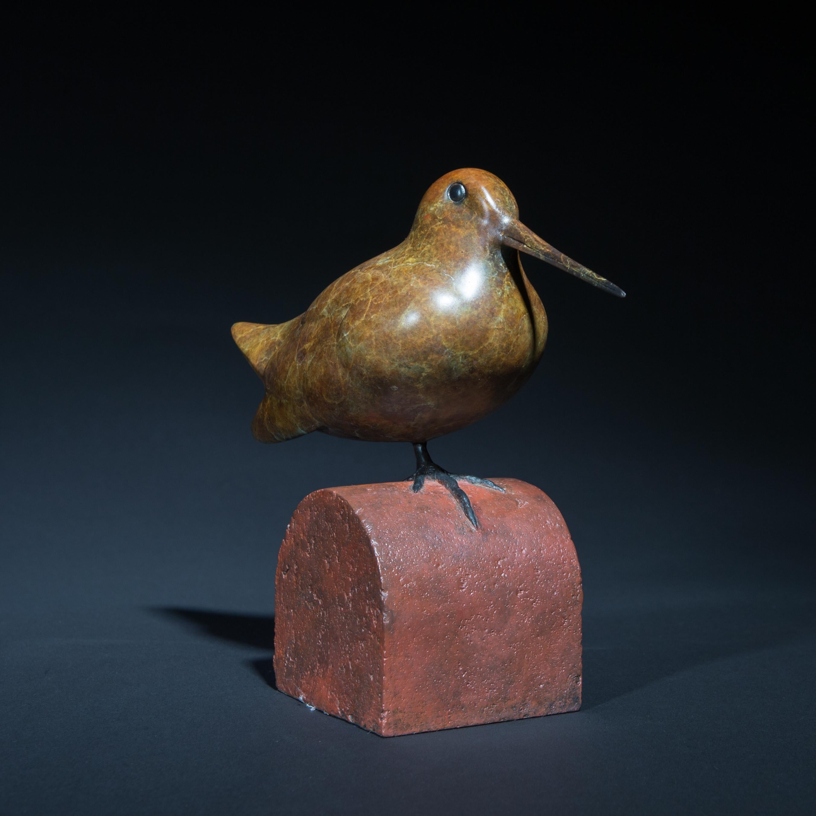 Sculpture de bureau contemporaine en bronze Bécasse, oiseau, nature, faune, brun en vente 2