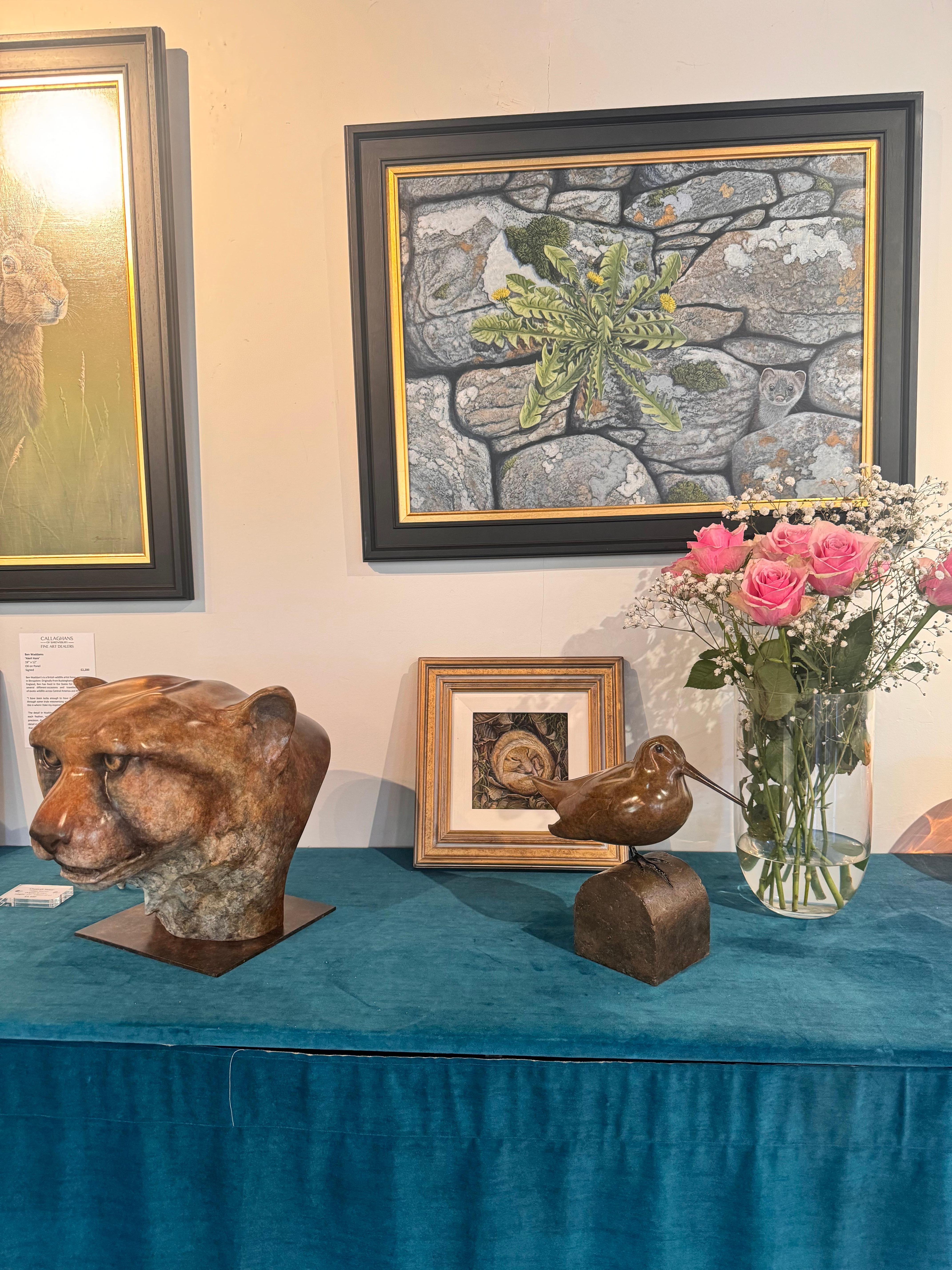 Sculpture de bureau contemporaine en bronze Bécasse, oiseau, nature, faune, brun en vente 5