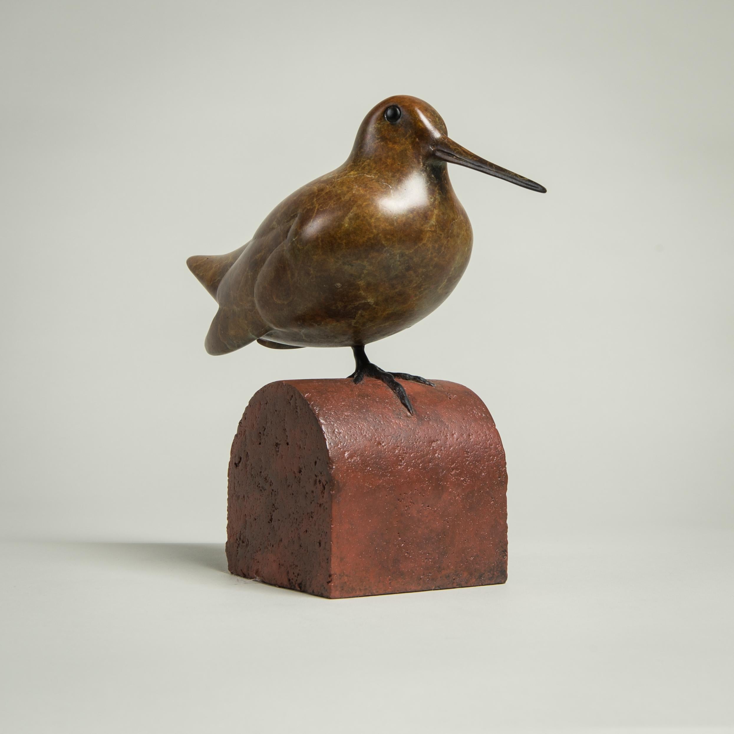 Still-Life Sculpture Richard Smith b.1955 - Sculpture de bureau contemporaine en bronze Bécasse, oiseau, nature, faune, brun