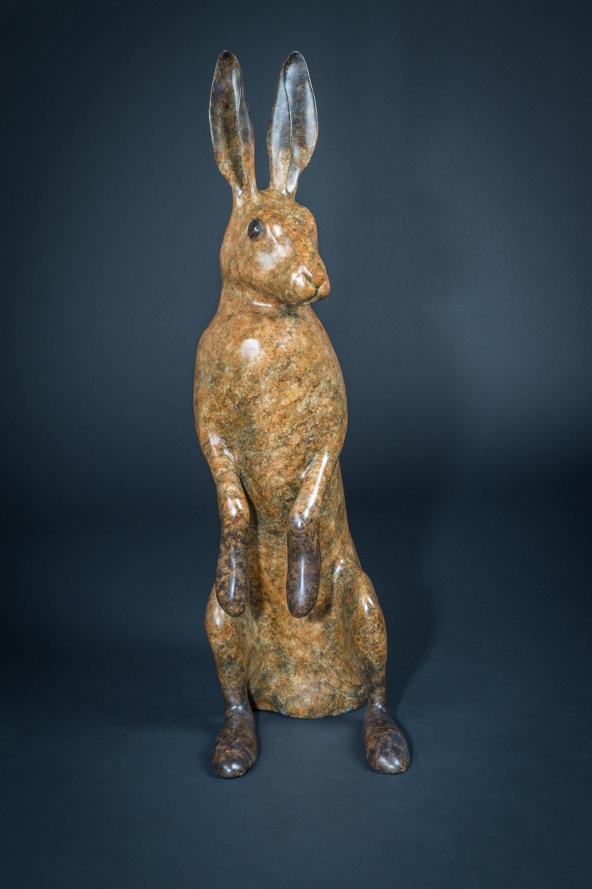 Richard Smith b.1955 Figurative Sculpture - Contemporary Bronze Large Garden Sculpture 'Majestic Hare' of a Rabbit/Hare