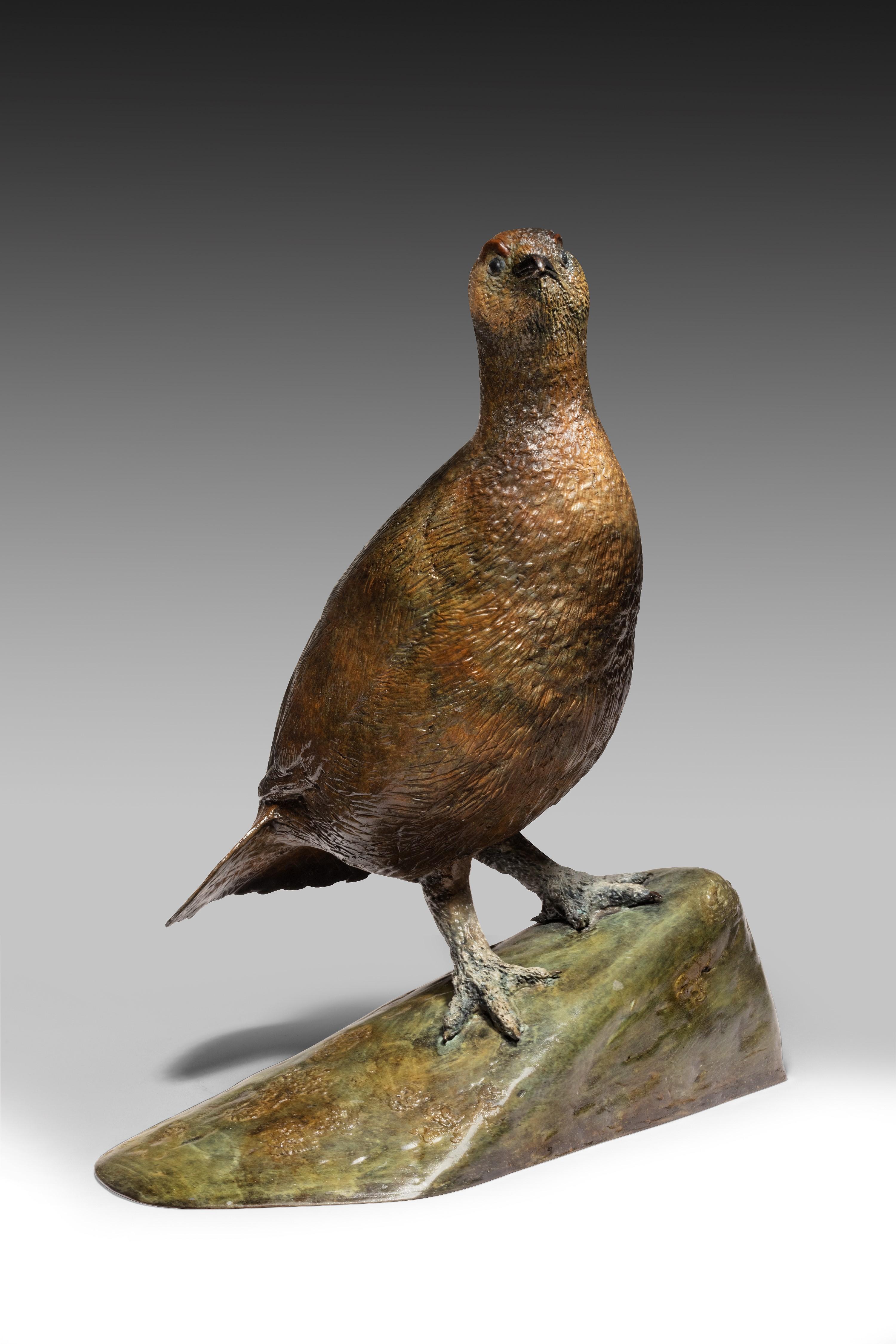 Escultura contemporánea de bronce de un urogallo británico, ave de caza, fauna, naturaleza en venta 6