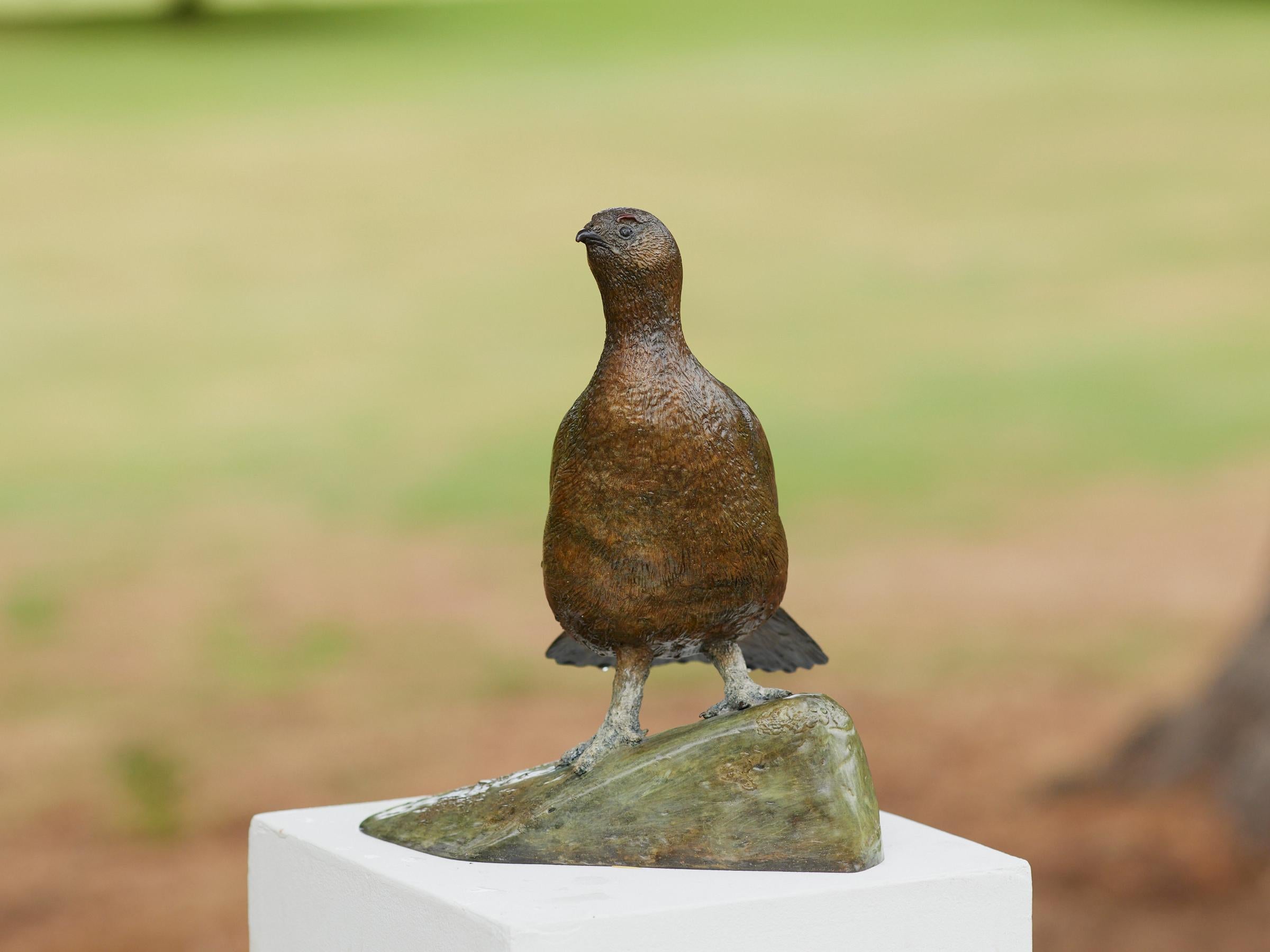 Escultura contemporánea de bronce de un urogallo británico, ave de caza, fauna, naturaleza - Sculpture de Richard Smith b.1955