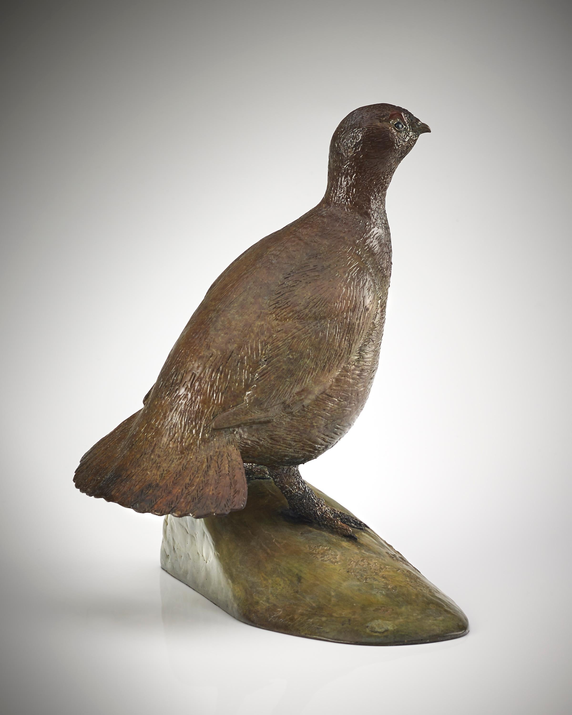 Escultura contemporánea de bronce de un urogallo británico, ave de caza, fauna, naturaleza en venta 1