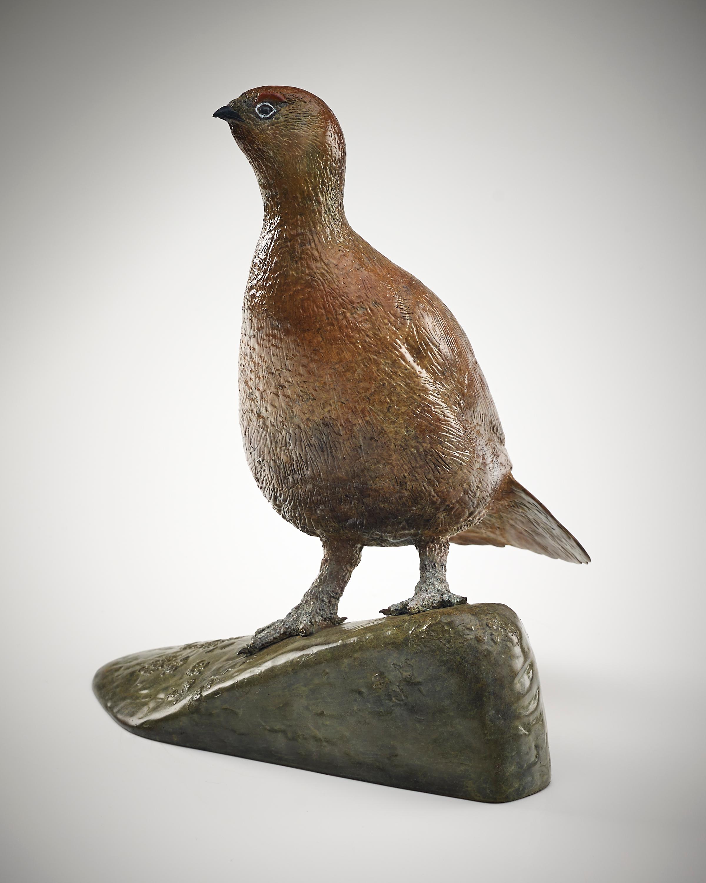 Escultura contemporánea de bronce de un urogallo británico, ave de caza, fauna, naturaleza en venta 3