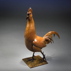 Contemporary Bronze Sculpture of a Cockerel, wildlife, farm animal bird