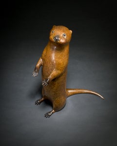 Contemporary Bronze Sculpture of a Otter Pup brown patina, wildlife