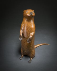 Contemporary Bronze Sculpture of a Otter Pup brown patina, wildlife