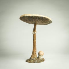 Contemporary Bronze Sculpture of a Parasol Mushroom in woods, wildlife, fungi