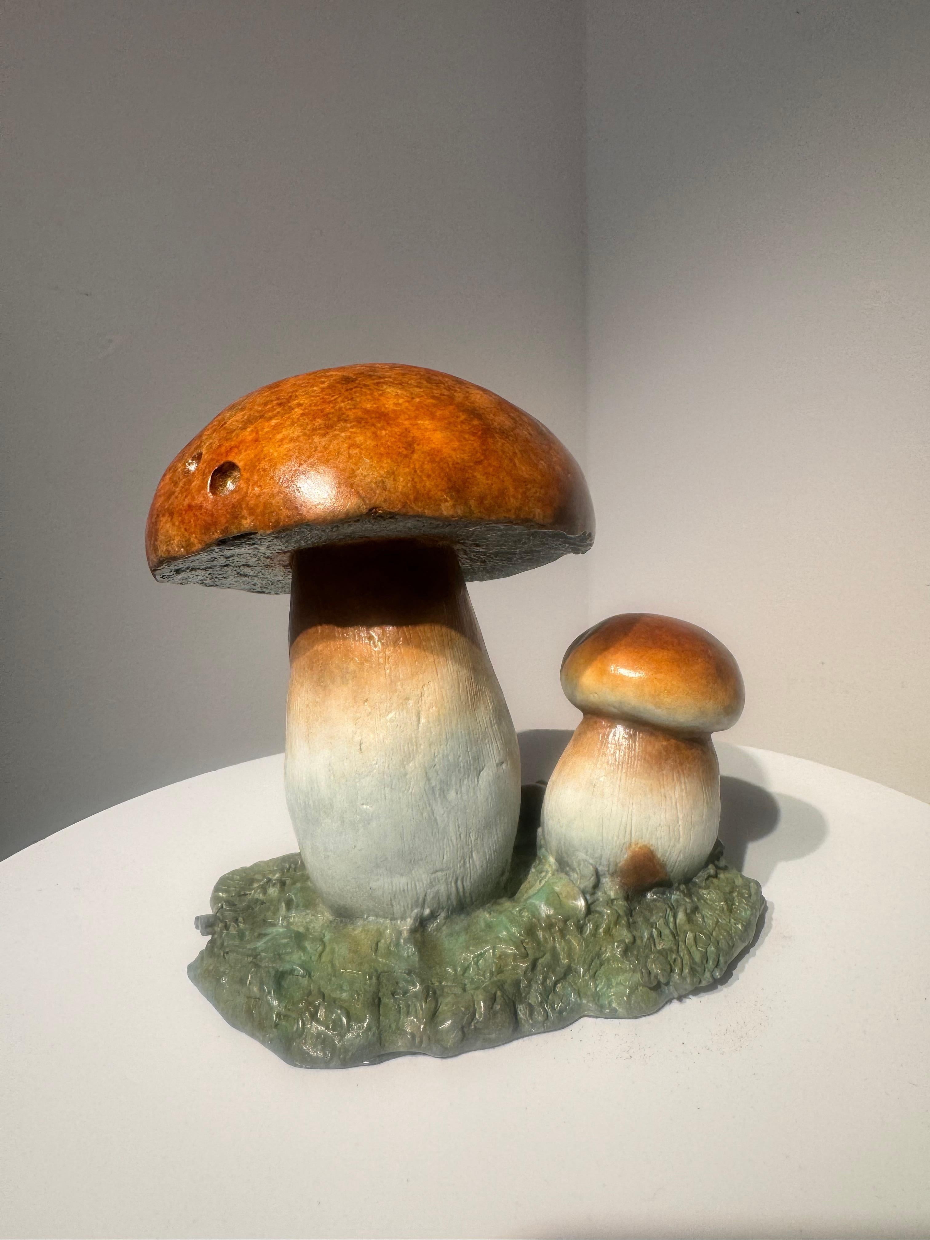 Scultura contemporanea in bronzo di un fungo Penny Bun, bosco, natura, fauna selvatica in vendita 1