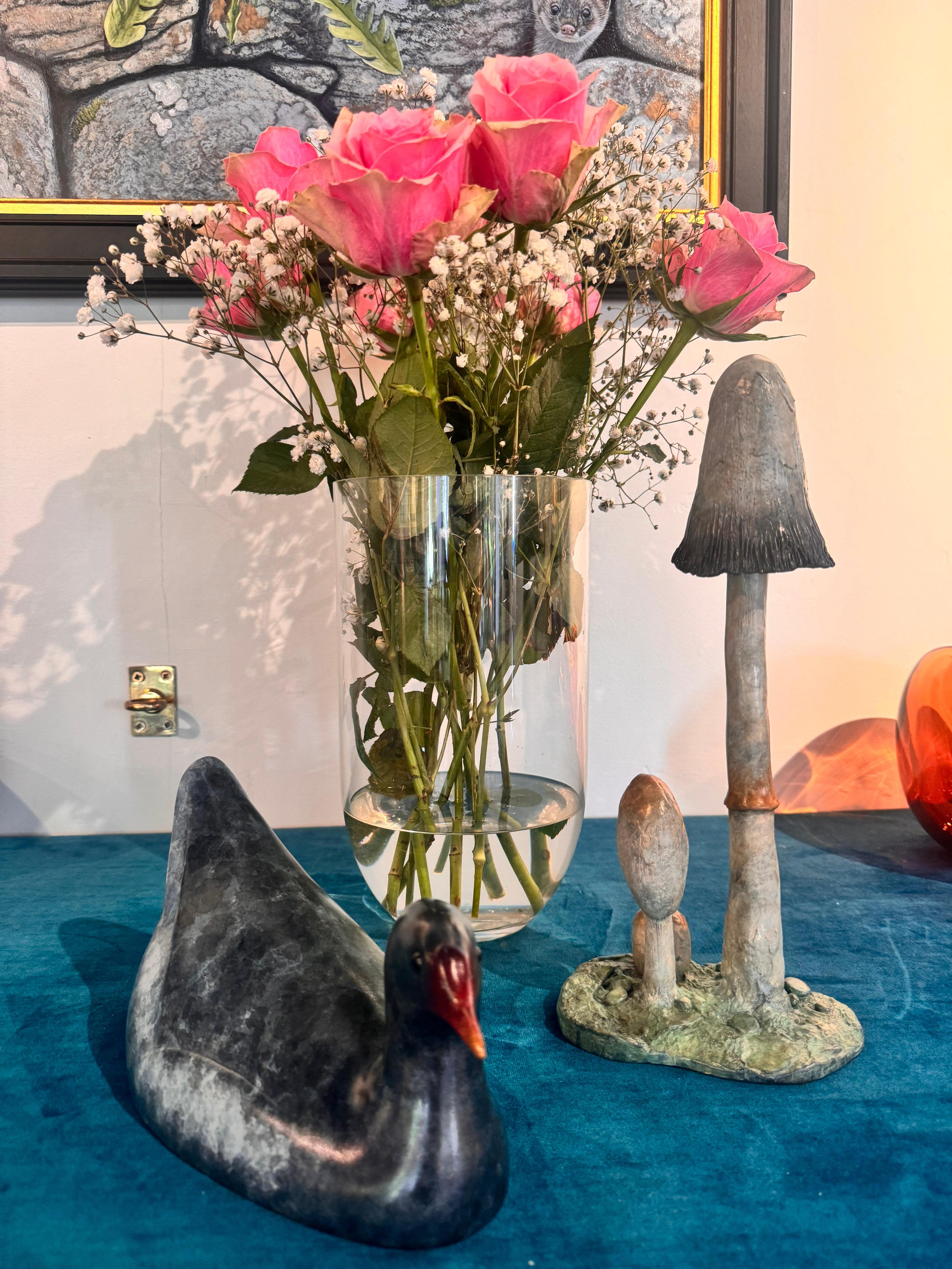 Sculpture contemporaine en bronze d'un champignon à chapeau d'encre hirsute, bois, nature en vente 5