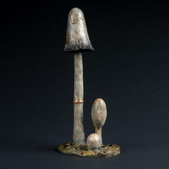 Contemporary Bronze Sculpture of a Shaggy Ink Cap Mushroom, woodland, nature