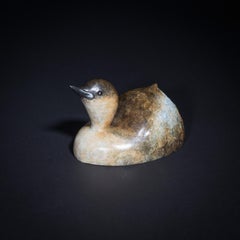 Contemporary Bronze Sculpture of a small bird on water, Dabchick or Little Grebe