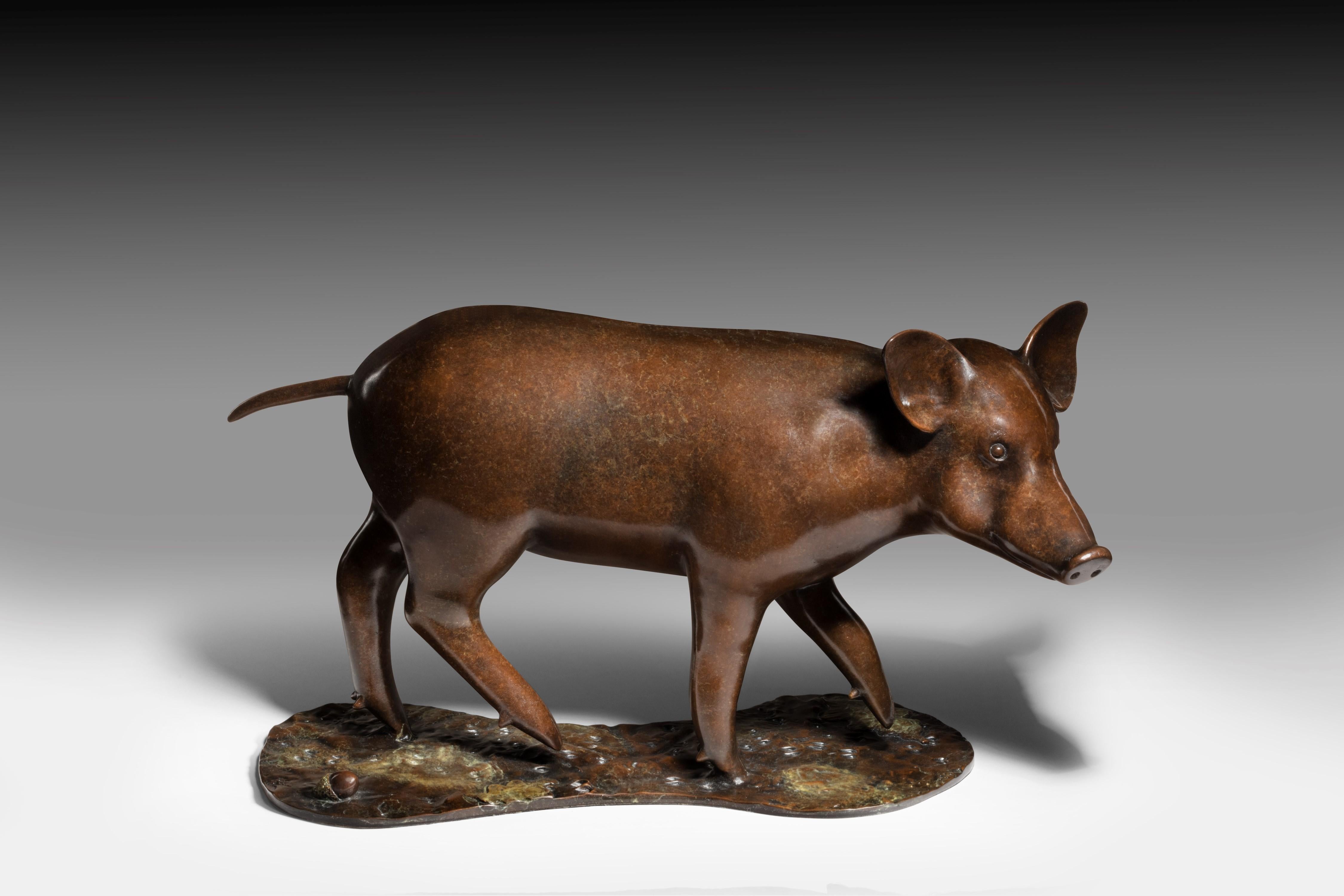 Zeitgenössische Bronze-Skulptur eines Wildschweins, englisches Land, Wildtiere, Tier im Angebot 2