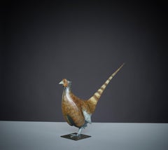 Sculpture en bronze contemporaine d'un faisan britannique, gibier, oiseau sauvage, tir
