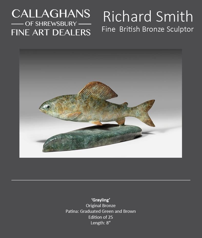 Contemporary Bronze Wildlife Fish Sculpture 'Grayling' by Richard Smith For Sale 4