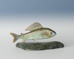Sculpture contemporaine en bronze représentant un poisson sauvage, l'ombre, par Richard Smith